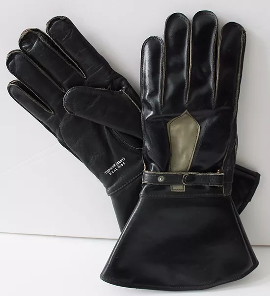 Late 1950's Naugahyde & Leather Motorcycle Gauntlets Made in the United Kingdom