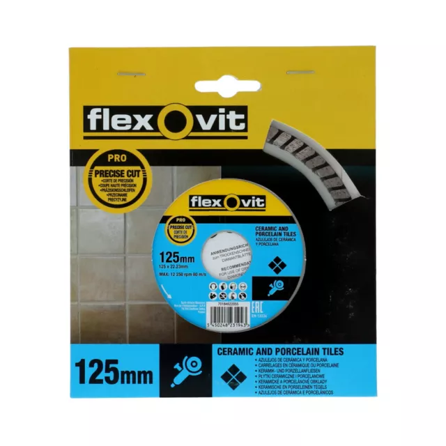 125mm 5" FLEXOVIT Diamond Cutting Blade Thin Disc CERAMIC AND PORCELAIN TILES HQ