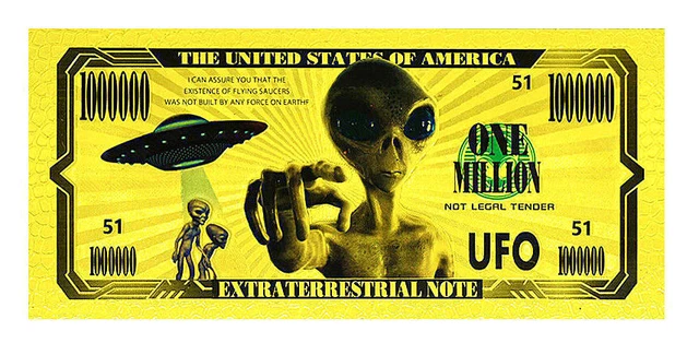 ★★ Usa : Billet 1 Million Dollars Ufo Ovni Extra Terrestre Martien Zone 51 ★★ I ★★ Usa : Billet 1 Million Dollars Ufo Ovni Extra Terrestre Martien Zone 51 ★★ I