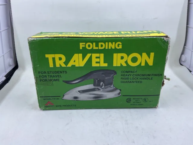 New~Vintage~Abbott Folding Electric Travel Clothes Iron~Model TR120