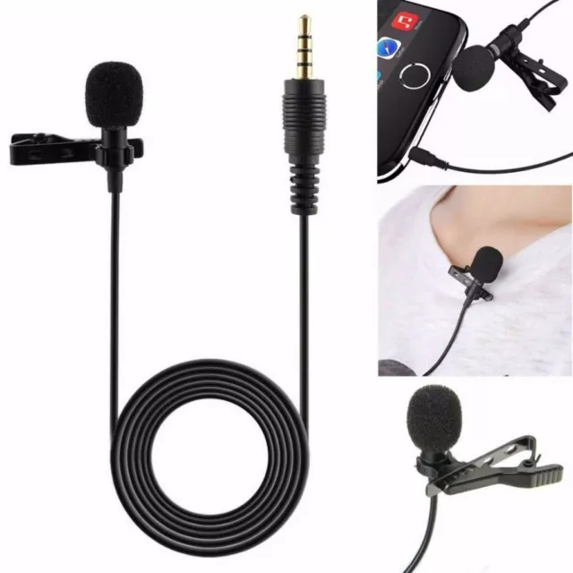 New Clip On Lapel Microphone Hands Free Wired Condenser Mini Lavalier Mic 3.5mm