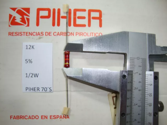 Vintage Piher Resistor. 1/2W 12K 5% *1 Pc* New Original 1970´S + C210/329