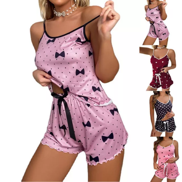 Womens Sexy Lace Cami Vest Shorts Lingerie Pyjamas Sets Pjs Sleepwear Underwear﹏