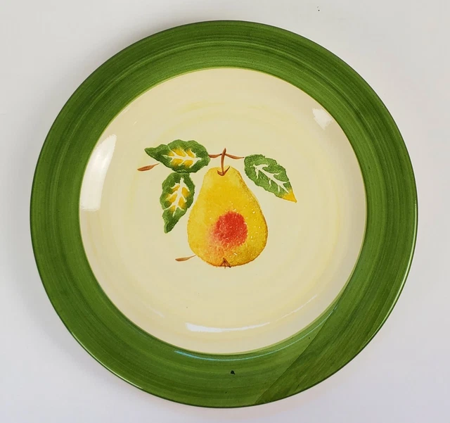 Hand Painted Pear Stoneware Dinner Plate 11" Culinary Arts Studio Collection