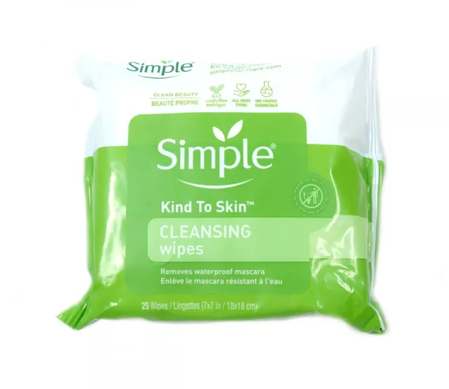 Simple Cleansing Facial Wipes Kind to Skin 25 ct. (Pack of 4)