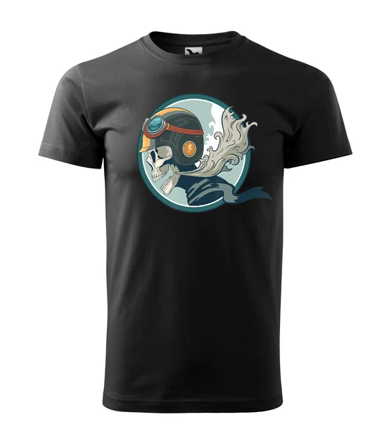 Vento Teschio Biker T-shirt Moto S M L XL 2XL Racing Lover Nero Bianco