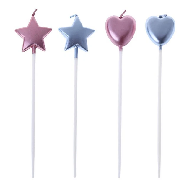 4 piezas de decoración de pasteles sin humo corazón y estrellas