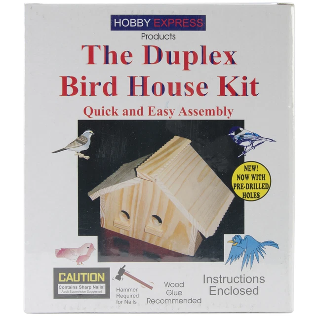 Kit de madera sin terminar para casa de pájaros dúplex