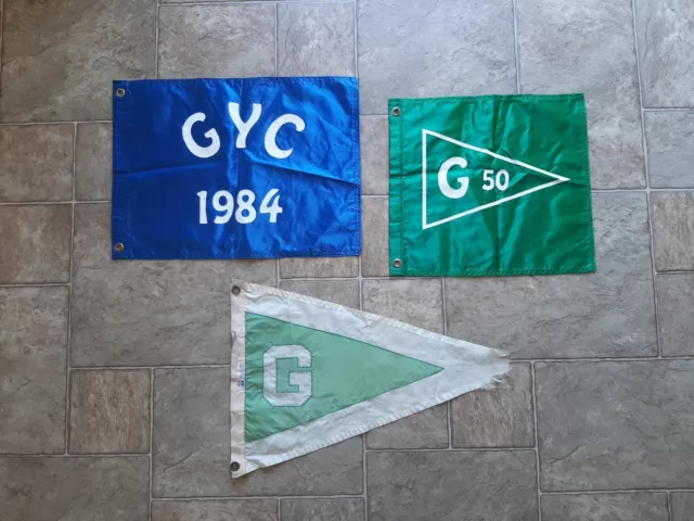 Vintage Marine Boat Ships Signal Flags lot 3 with "G" "GYC" "G 50"