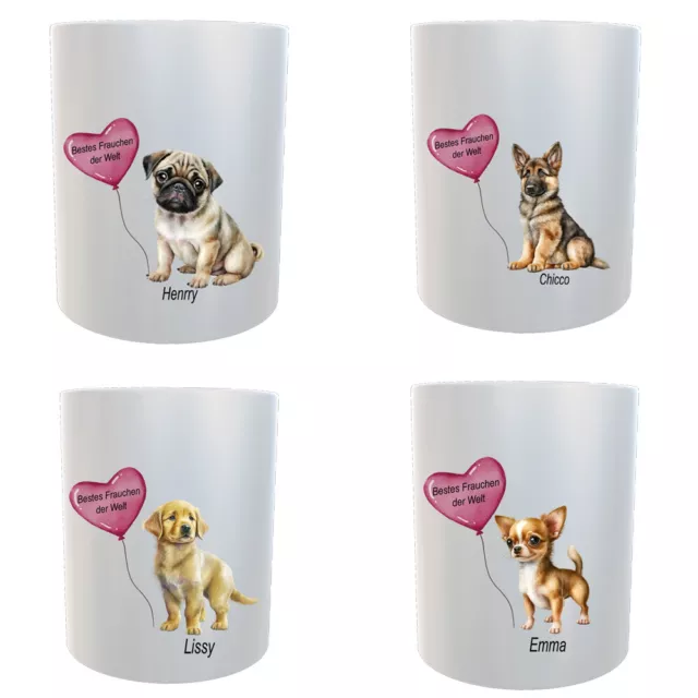 Tasse mit Hund Personalisiert Bestes Frauchen Motiv  Geschenk-Idee Kaffeetasse