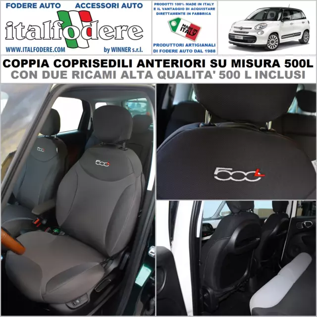 COPPIA COPRISEDILI Fiat 500L SU MISURA Fodere Foderine SOLO ANTERIORI Antracite