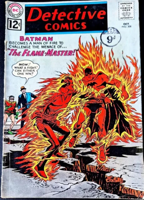 DETECTIVE COMICS #308 VG OCTOBER 1962 BATMAN v THE FLAME-MASTER Silver Age DC