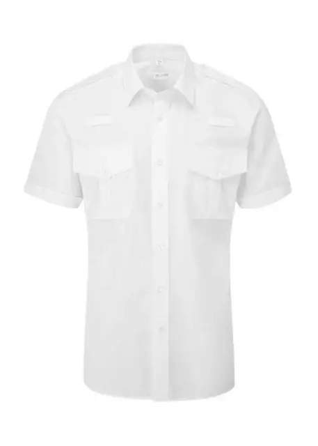 Disley Radio Loop Pilot kurzärmeliges Shirt | zwei Brusttaschen | weiß 3