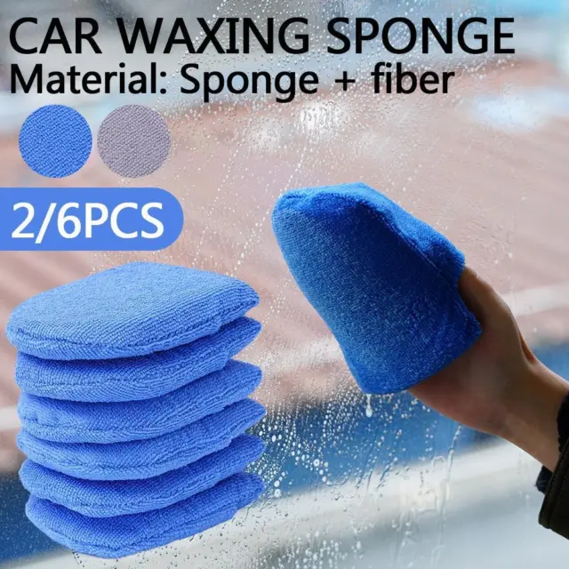 2Pcs Blue Car Microfiber Polishing Pads Wax Applicator Foam Sponge-Cleaning Y8R5