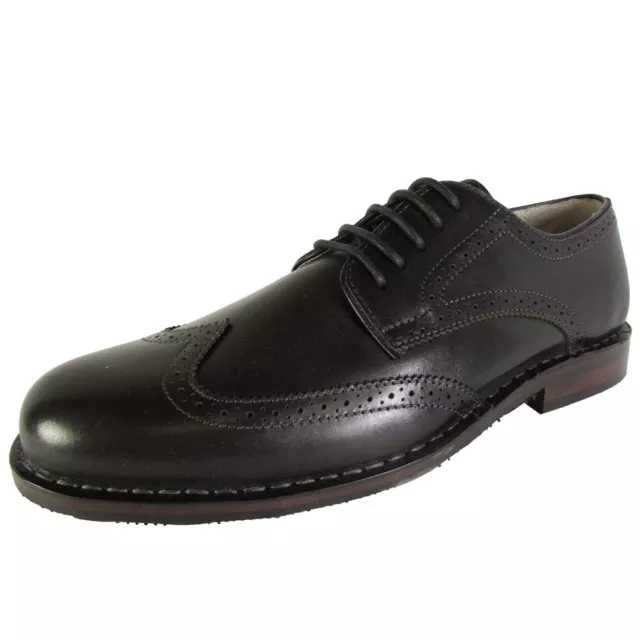 STEVE MADDEN MENS Lyford Wingtip Oxford Dress Shoes, Black Leather, US ...