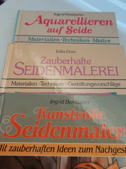 3 libros de instrucciones y muestras para pintura de seda