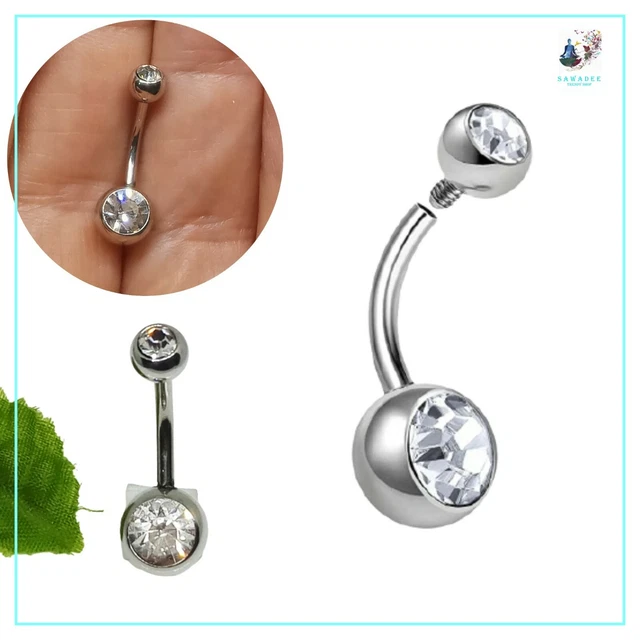 Set 8 Piercing Ombelico Acciaio Chirurgico - Cuore, Farfalla, Serpente, CZ, 14G 10mm