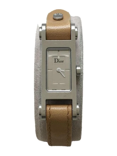 Christian Dior Quartz Analog Leather Stainless Women's Watch Swiss Made Preowned