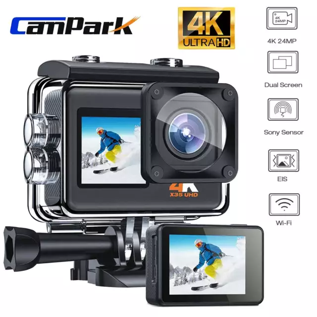 Campark 4K 24MP Action Camera WIFI 2inch Dual Screen 170° EIS  Sensor Waterproof