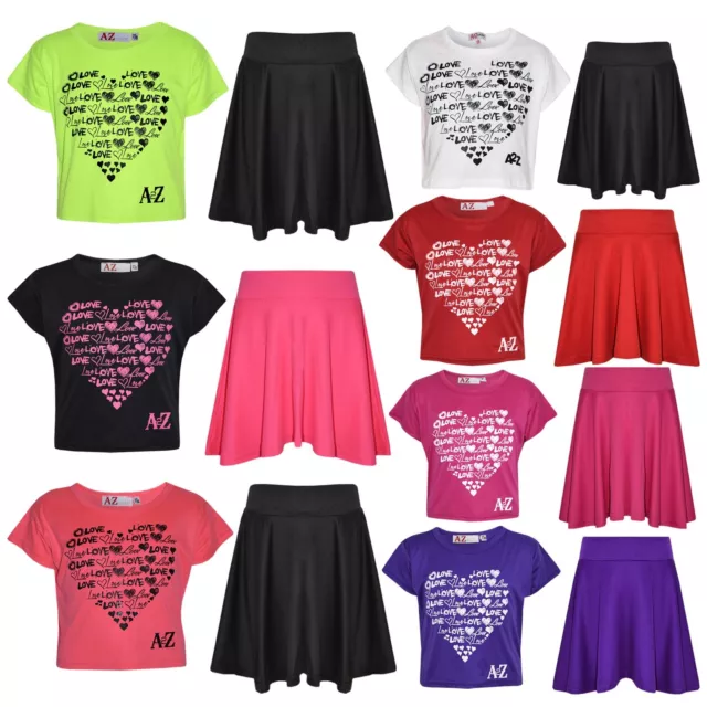 Girls Top Kids Plain Color Stylish Crop Top & Fashion Legging Set