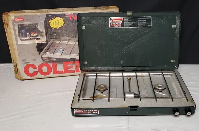 Vintage Coleman 2 Burner Propane Gas Camp Stove 5410-708 Avocado