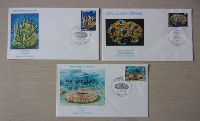 Lot De 4 Enveloppes 1er Jour Polynésie, Faune Marine, Oblitérées, Parfait état