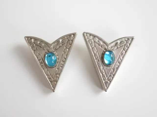 Kragenecken Kragen Ecken Metall Farbe Silber Glasstein Blau 18,4 g/3,1 x 2,8 cm 2