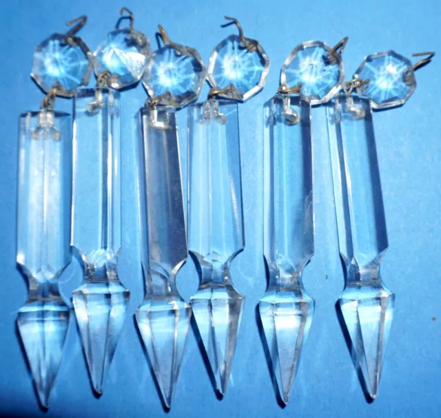 Eiszapfen Zapfen Kristall Glas f. Kronleuchter Ersatzteile Baumbehang 6x URALT ;