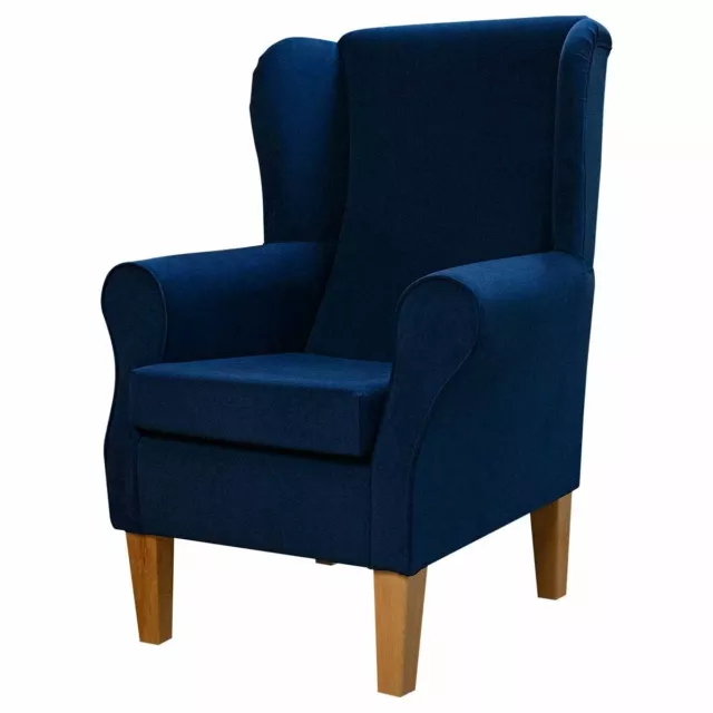 Navy Velvet Wingback Armchair Handmade |  Fireside Accent Chair British Bespoke 3