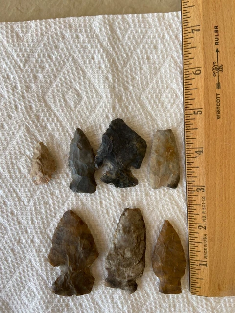 Lot Of 7 Ancient Coshocton County Ohio Authentic Arrowheads