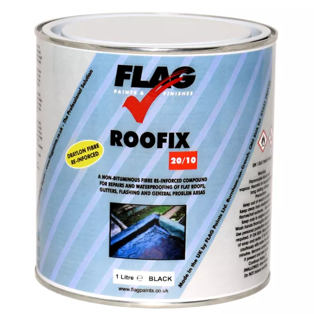 Roofix 20/10 Multi-Surface 1ltr Roof & Gutter Repair, made by Flag Paints Ltd