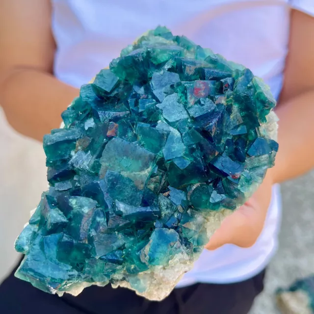1.99lb NATURAL Green FLUORITE Quartz Crystal Cluster Mineral Specimen.