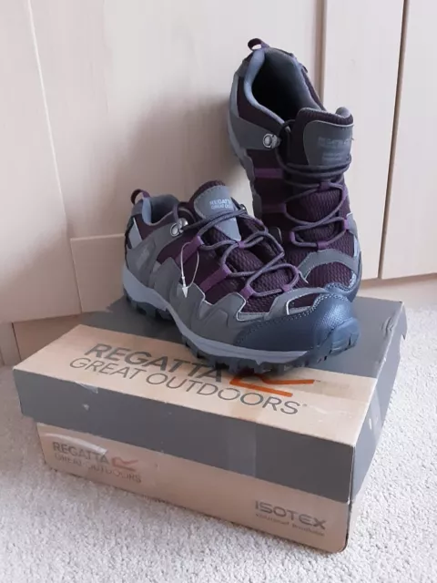 Regatta Garsdale Low Junior Hiking Shoes Size UK1 Steel/Dark Burgundy NEW
