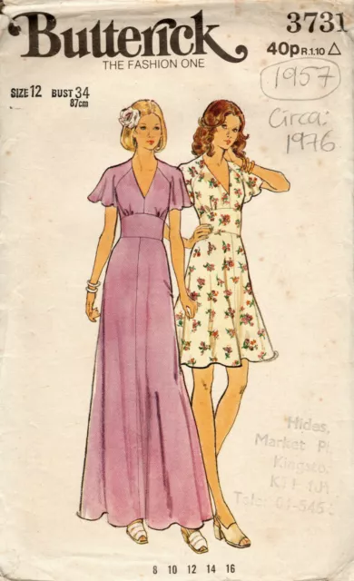 1976 Vintage Sewing Pattern B34" DRESS (1957) Butterick 3731