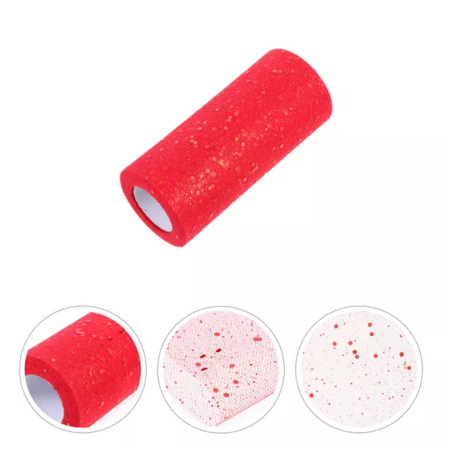 Red Sequins Powder Net Rolling Yarn Craft DIY Ribbon Tulle Fabric