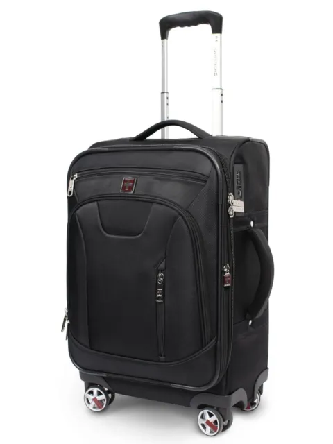 21" Softside Carry-on Luggage Upright Rolling Spinner Suitcase Travel 8 Wheels