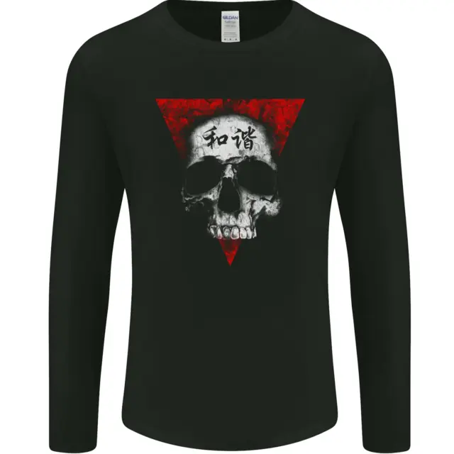 T-shirt da uomo Peace Harmony Skull Gothic Biker a maniche lunghe