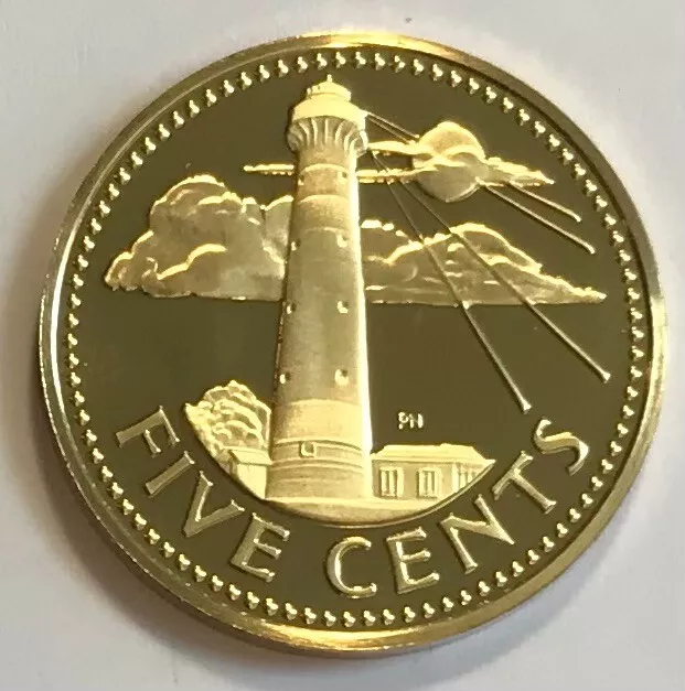 Barbados 5 Cents 1974 - South Point Lighthouse - Proof