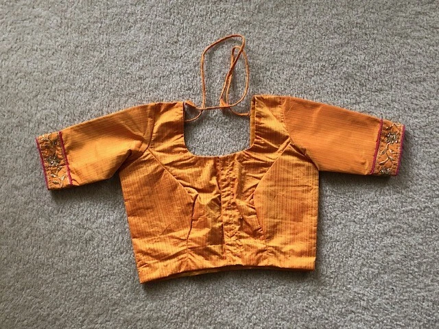 Bollywood Women Custom Stitched Sari Blouse choli Sz S / M Orange