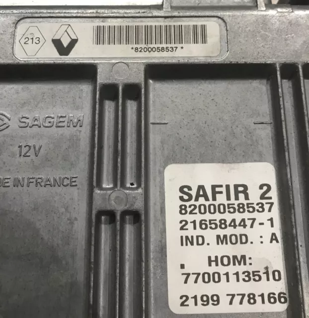 Calculateur décodé SAFIR 2 35 PINS Renault Clio Twingo 1.2 8200058537