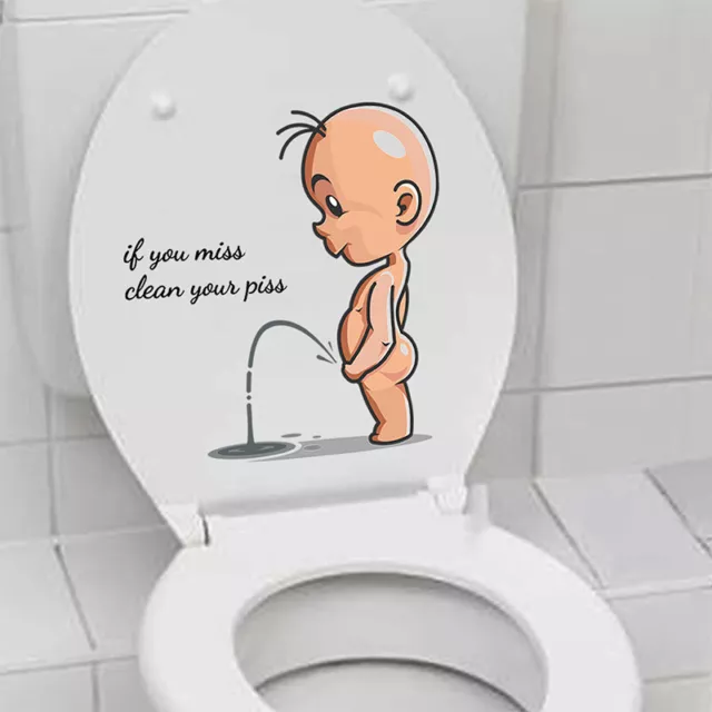 Funny Spoof Cartoon Kids English Decorative Toilet Cover Stickers Wall Stickers