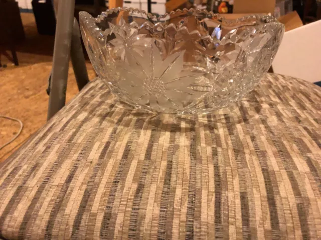8 x 4 American Brilliant Cut with Floral Design Sawtooth Rim Bowl