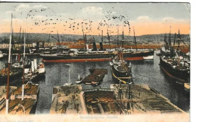 Southampton - The Docks Early Colour Postcard (1908)