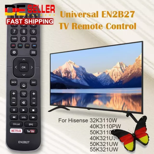 Universal EN2B27 TV Remote Control for Hisense 32K3110W 40K3110PW 50K3110PW