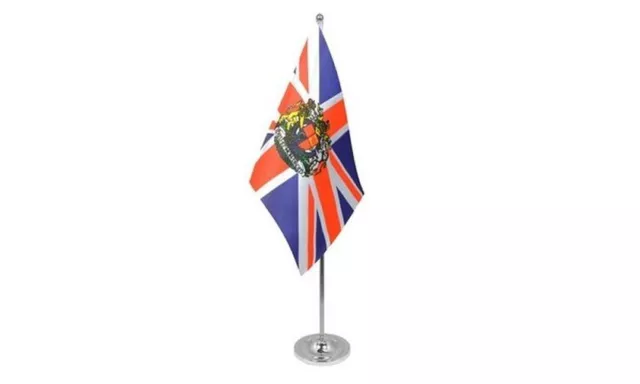 DRAPEAU DE TABLE prestige ROYAUME-UNI AVEC ARMES 22x15cm en SATIN - GRAND DRAPEA