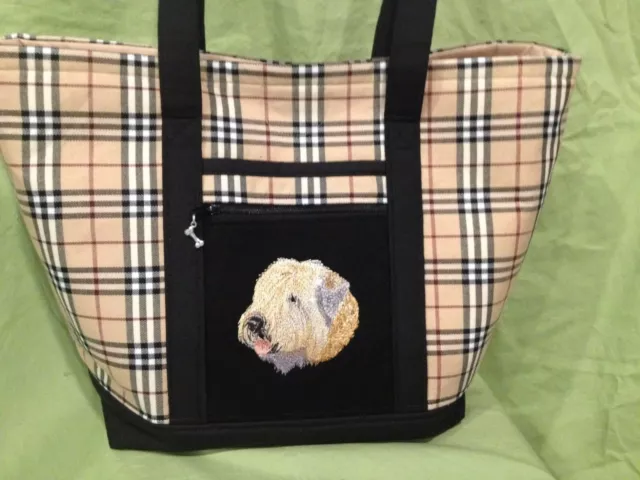 Beautiful Custom Embroidered Soft Coated Wheaten Terrier Tote