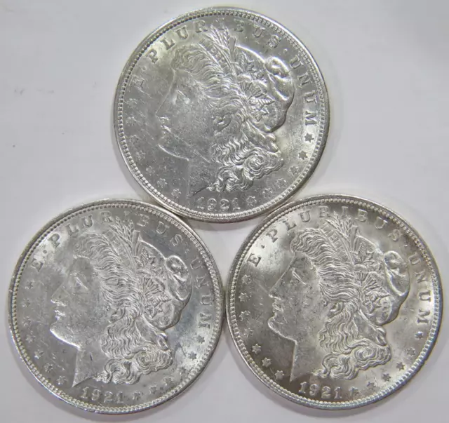Morgan Dollar $1 90% Silver 1921 Pds U.s Mint Issued Coin Lot (3) 🌈⭐🌈