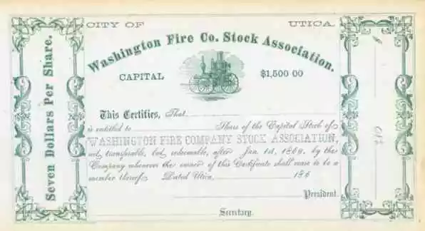 186_ Washington Fire Co Association Stock Certificate