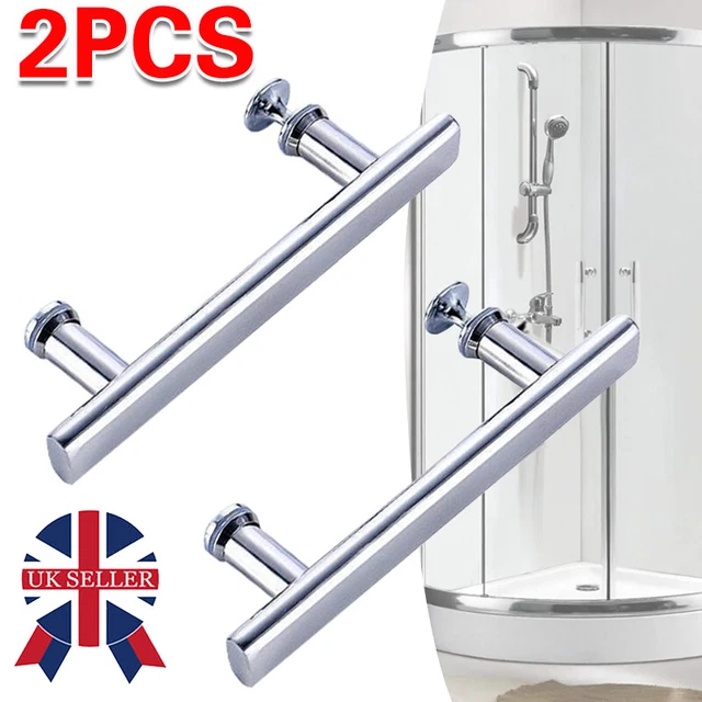Chrome Effect Shower Door Handle – Pack Of 1 (2 Halves For 1 Door) – L045, Fits 5-8mm Glass