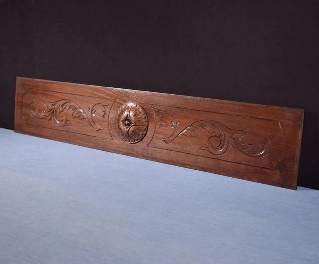 *40" French Antique Hand Carved Architectural Panel Solid Oak Wood Trim